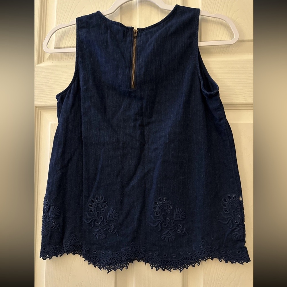 Madewell Navy Lace Hem Tank Top - Picture 2 of 7